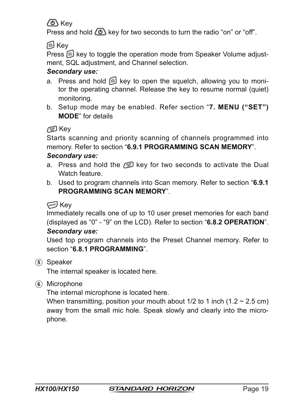 Standard Horizon HX-100S User Manual | Page 19 / 48