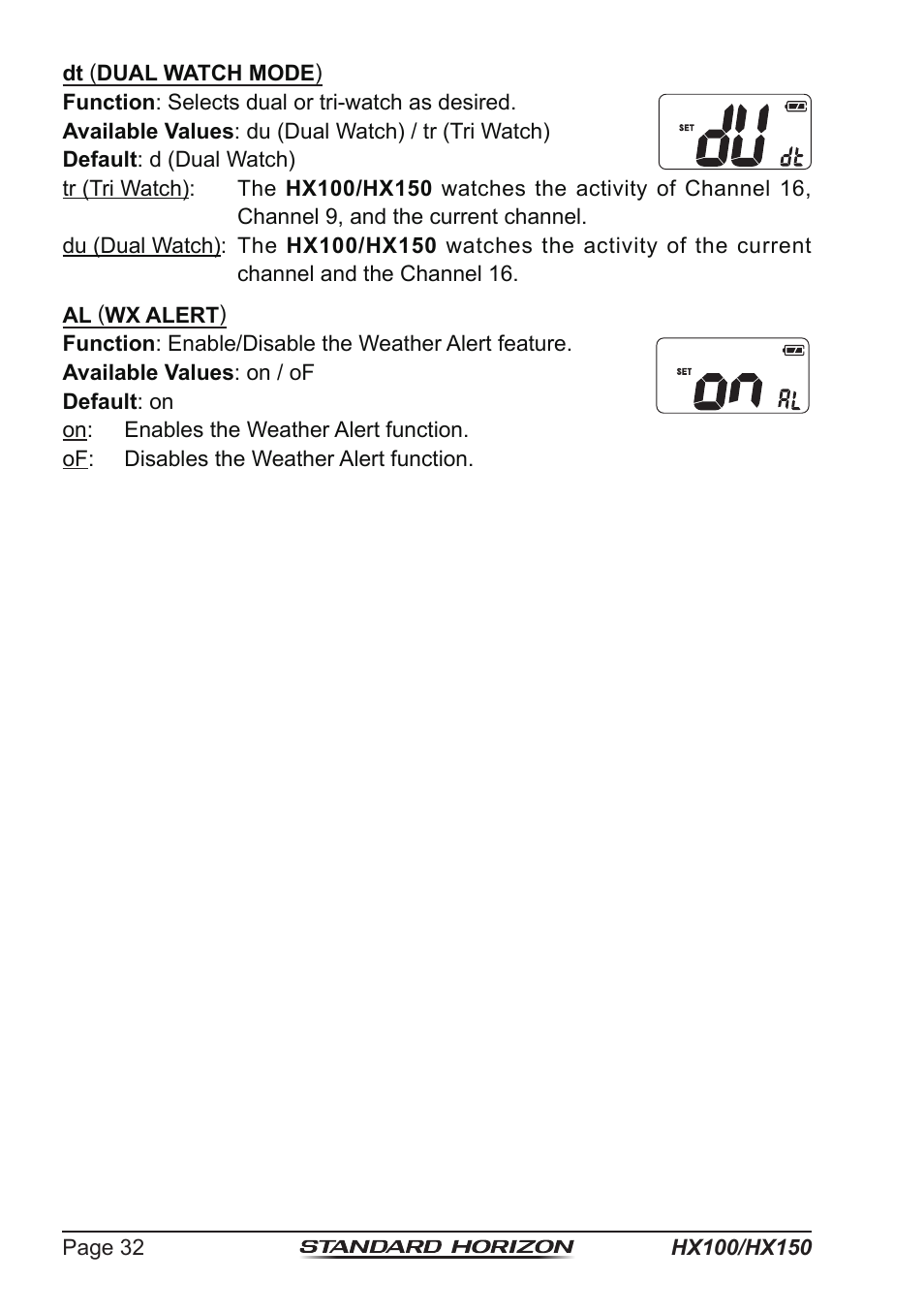 Standard Horizon HX-100S User Manual | Page 32 / 48