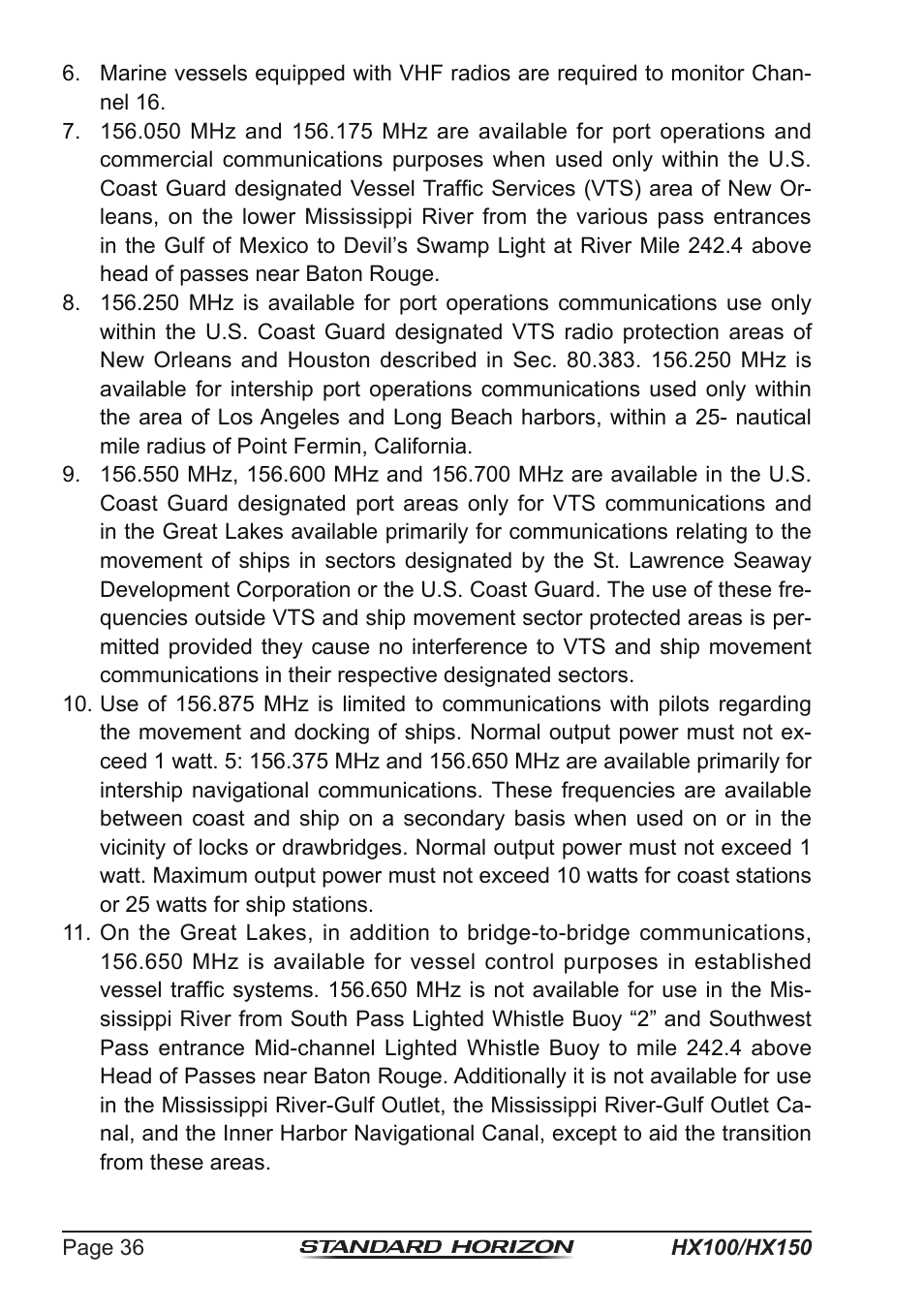 Standard Horizon HX-100S User Manual | Page 36 / 48