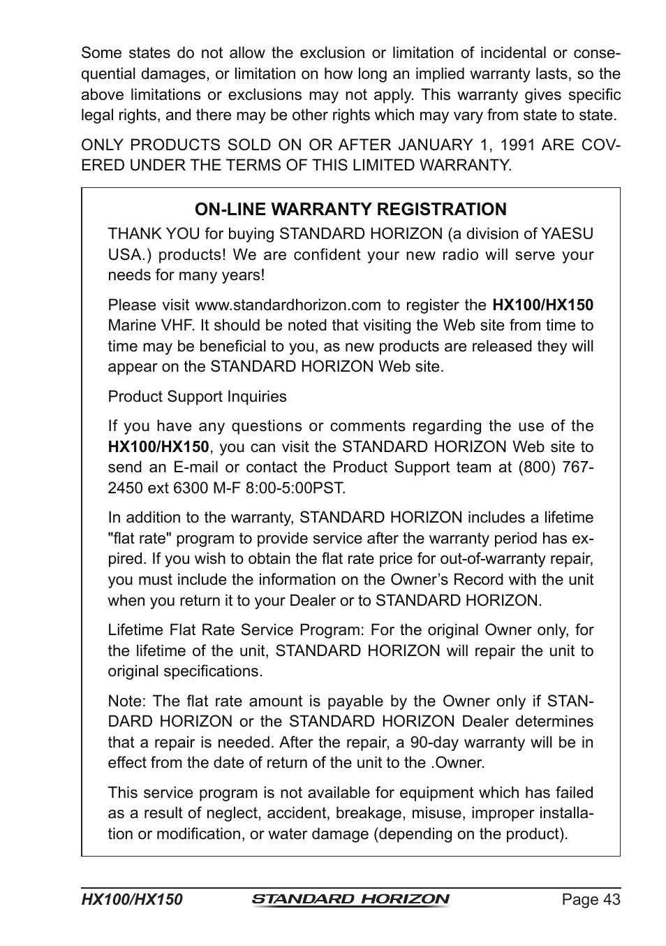 Standard Horizon HX-100S User Manual | Page 43 / 48