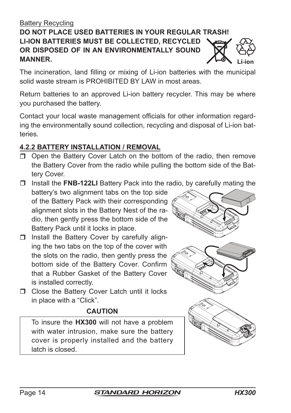 Standard Horizon HX-300 User Manual | Page 14 / 48