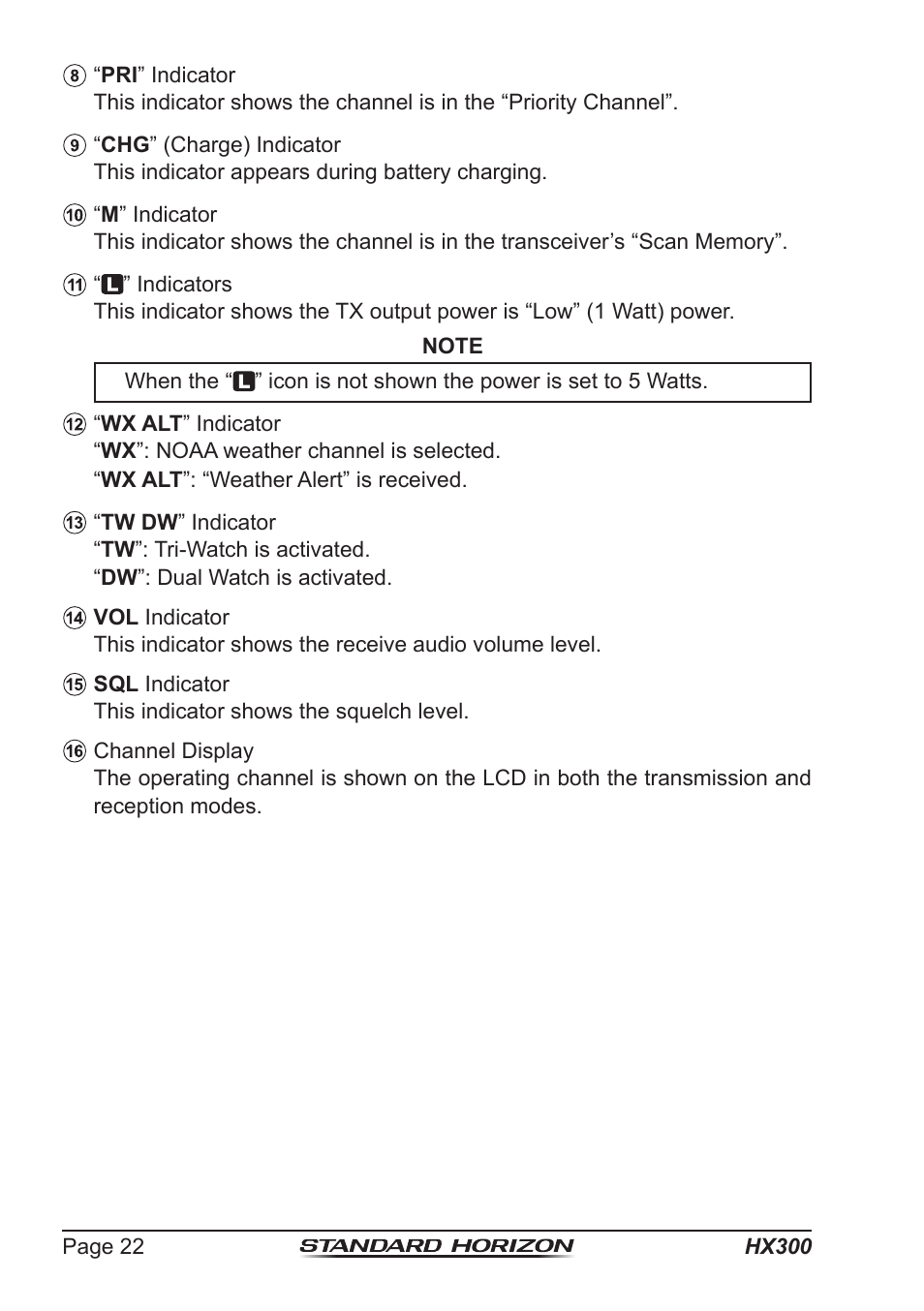 Standard Horizon HX-300 User Manual | Page 22 / 48