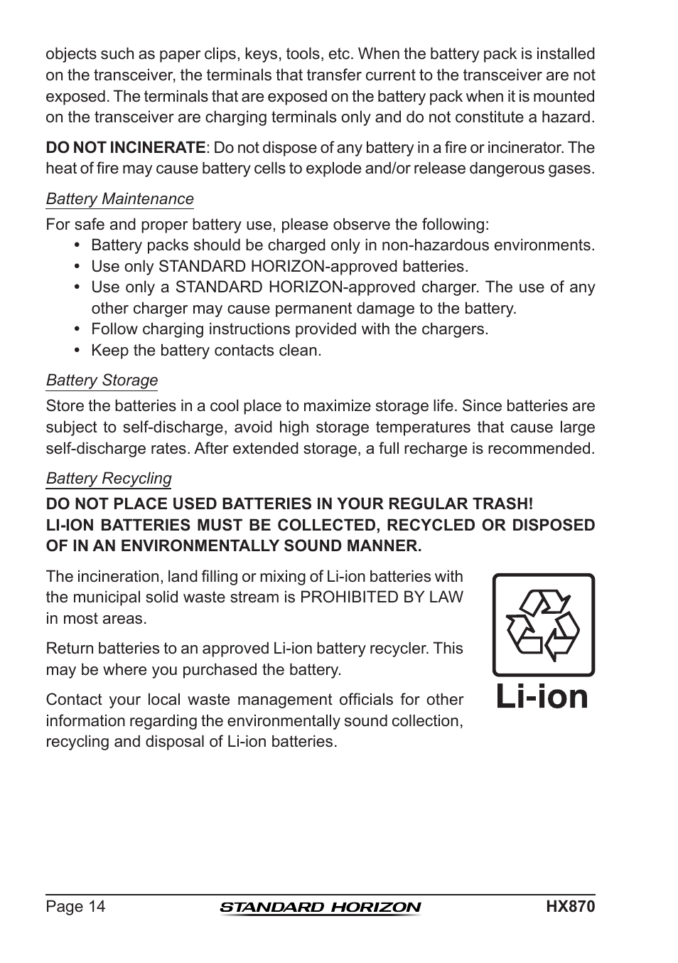 Standard Horizon HX-870 User Manual | Page 14 / 140