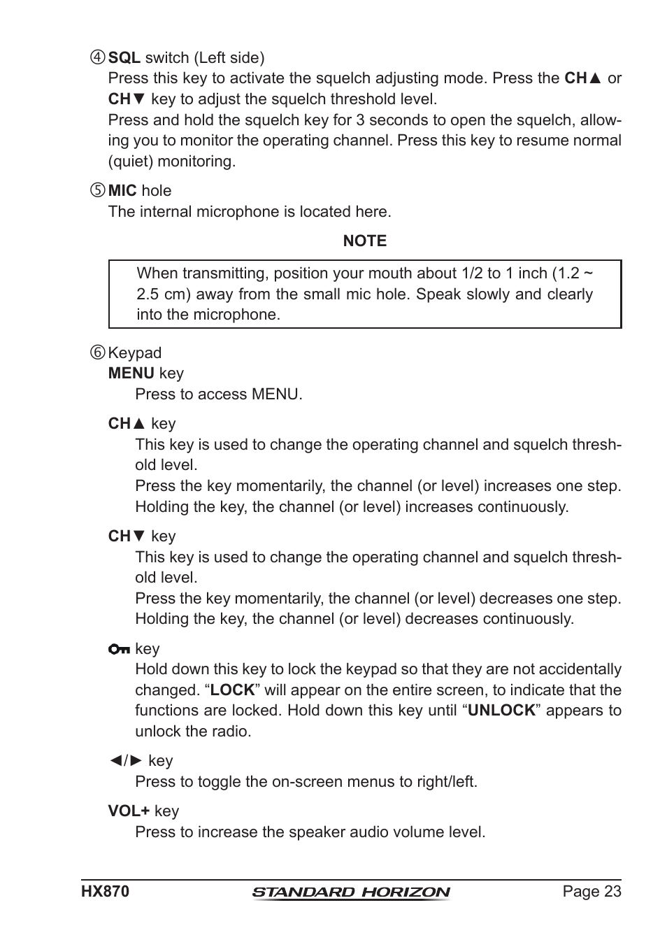 Standard Horizon HX-870 User Manual | Page 23 / 140