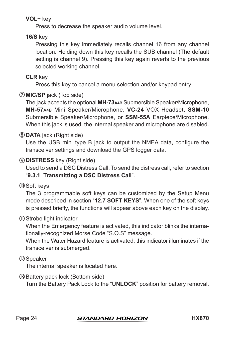 Standard Horizon HX-870 User Manual | Page 24 / 140