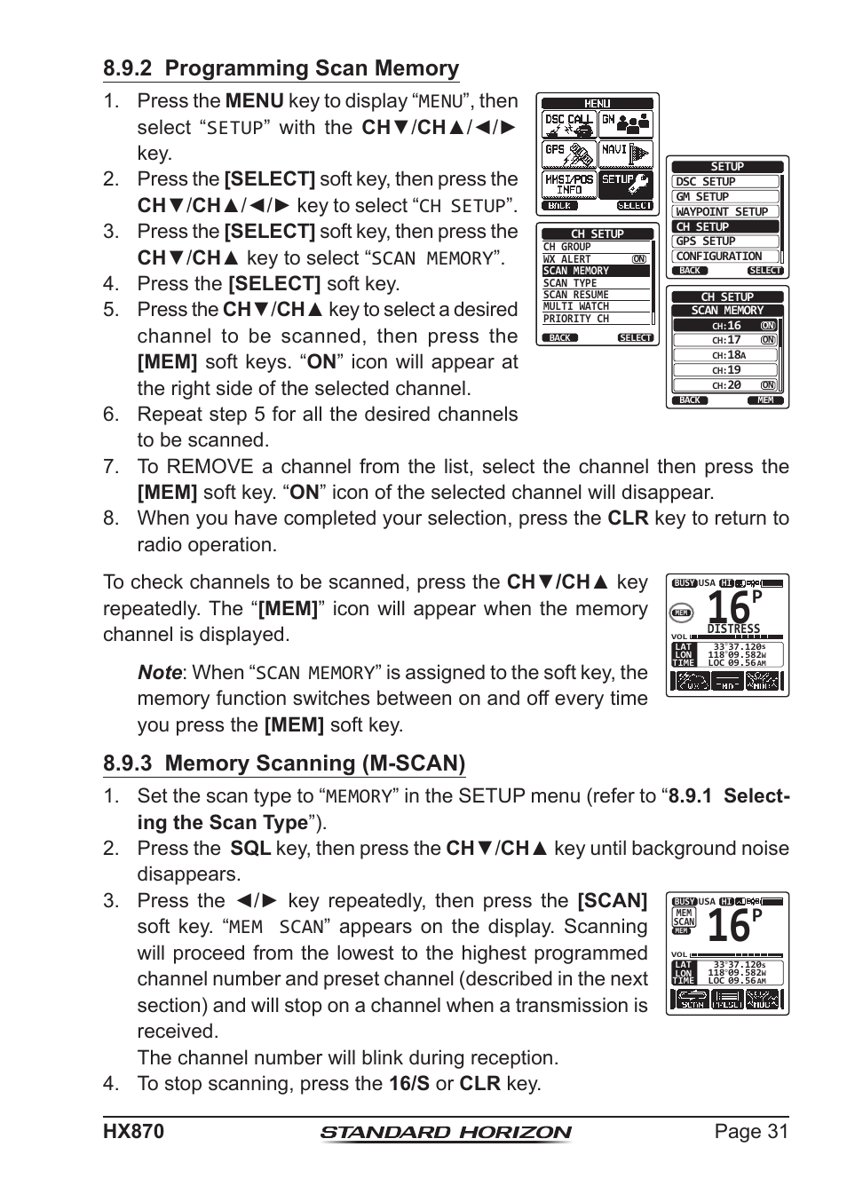 Standard Horizon HX-870 User Manual | Page 31 / 140