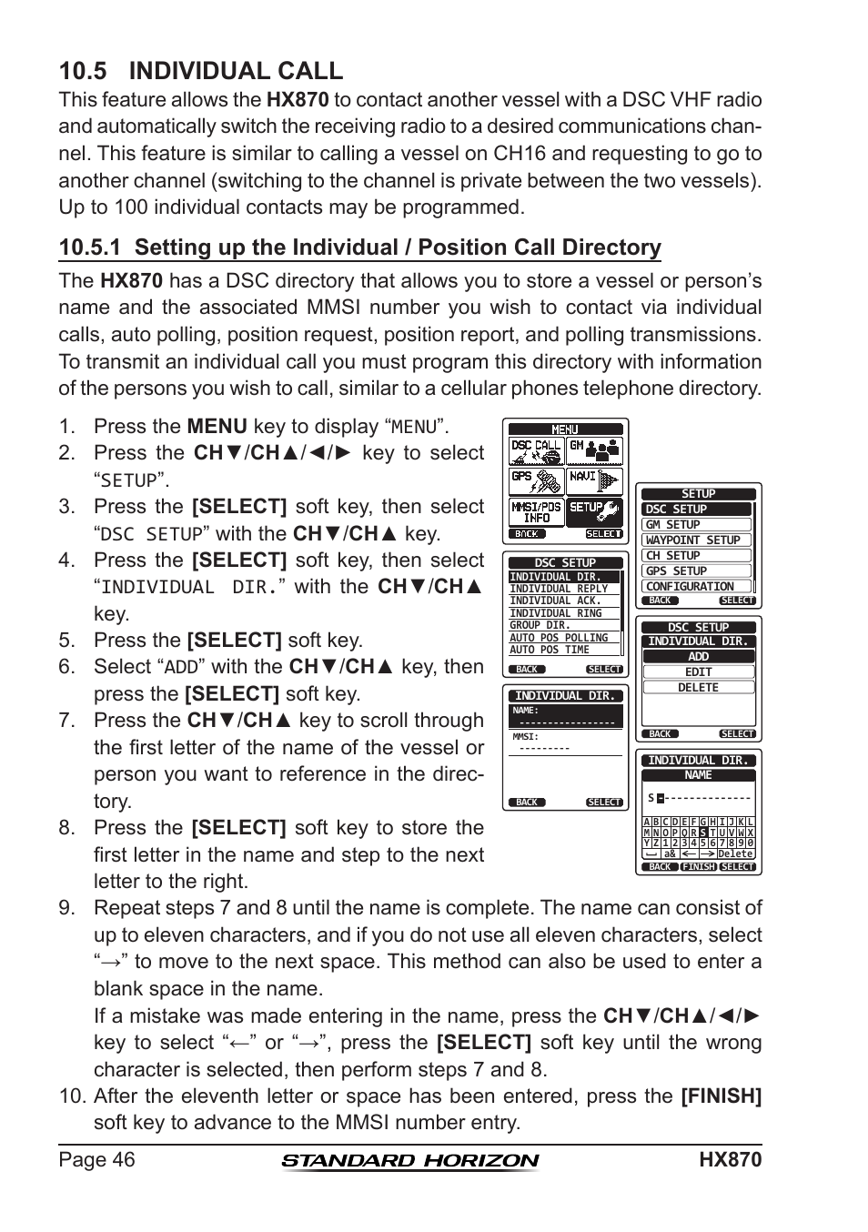 5 individual call | Standard Horizon HX-870 User Manual | Page 46 / 140