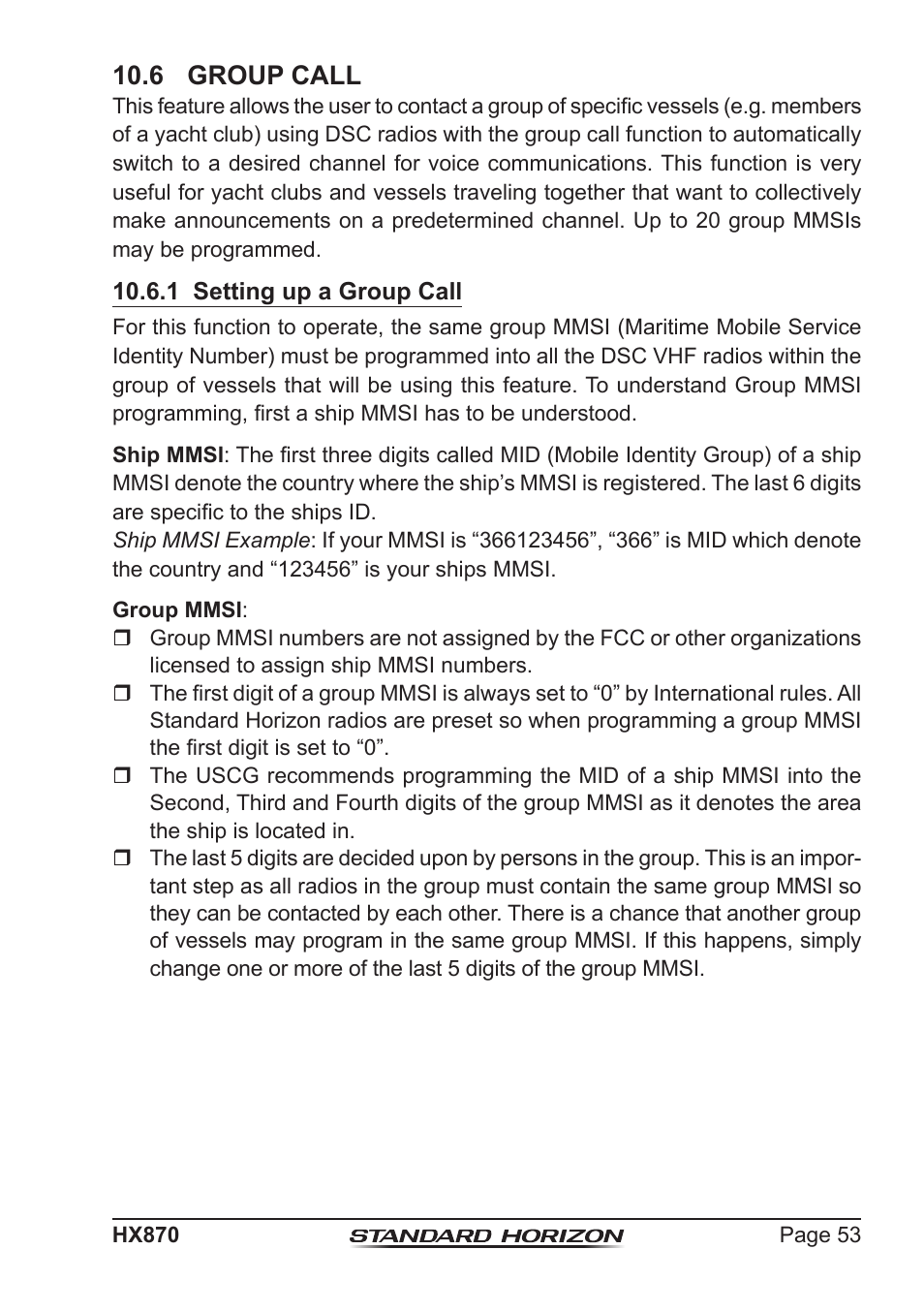 6 group call | Standard Horizon HX-870 User Manual | Page 53 / 140