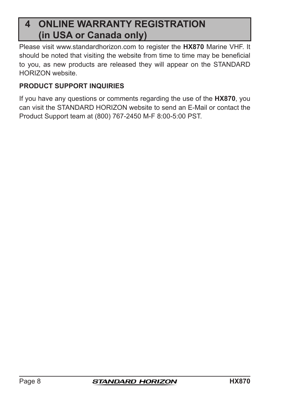 Standard Horizon HX-870 User Manual | Page 8 / 140