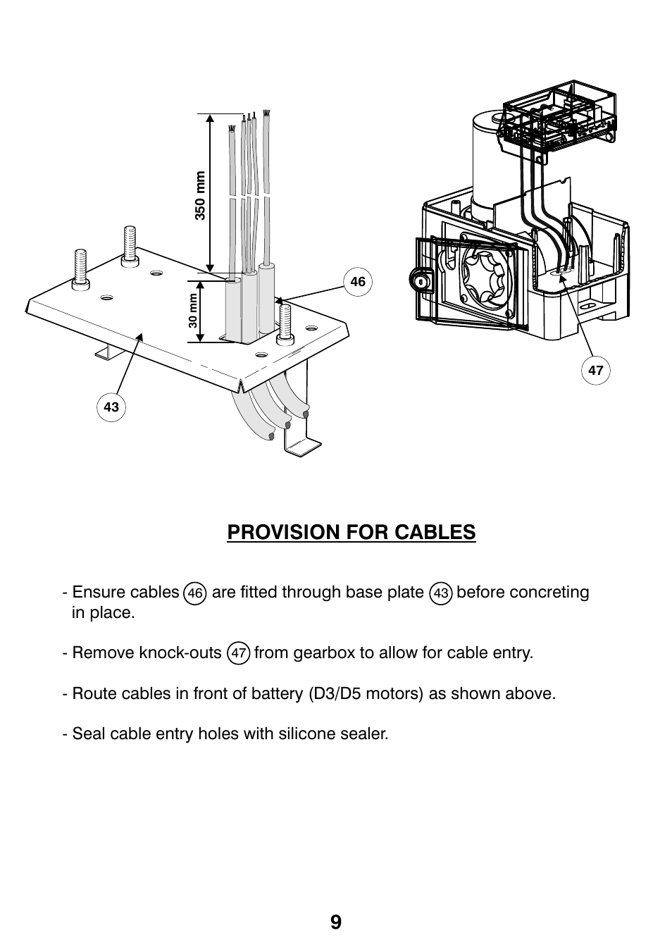 Provision for cables | Centurion CP72SR5 User Manual | Page 11 / 36