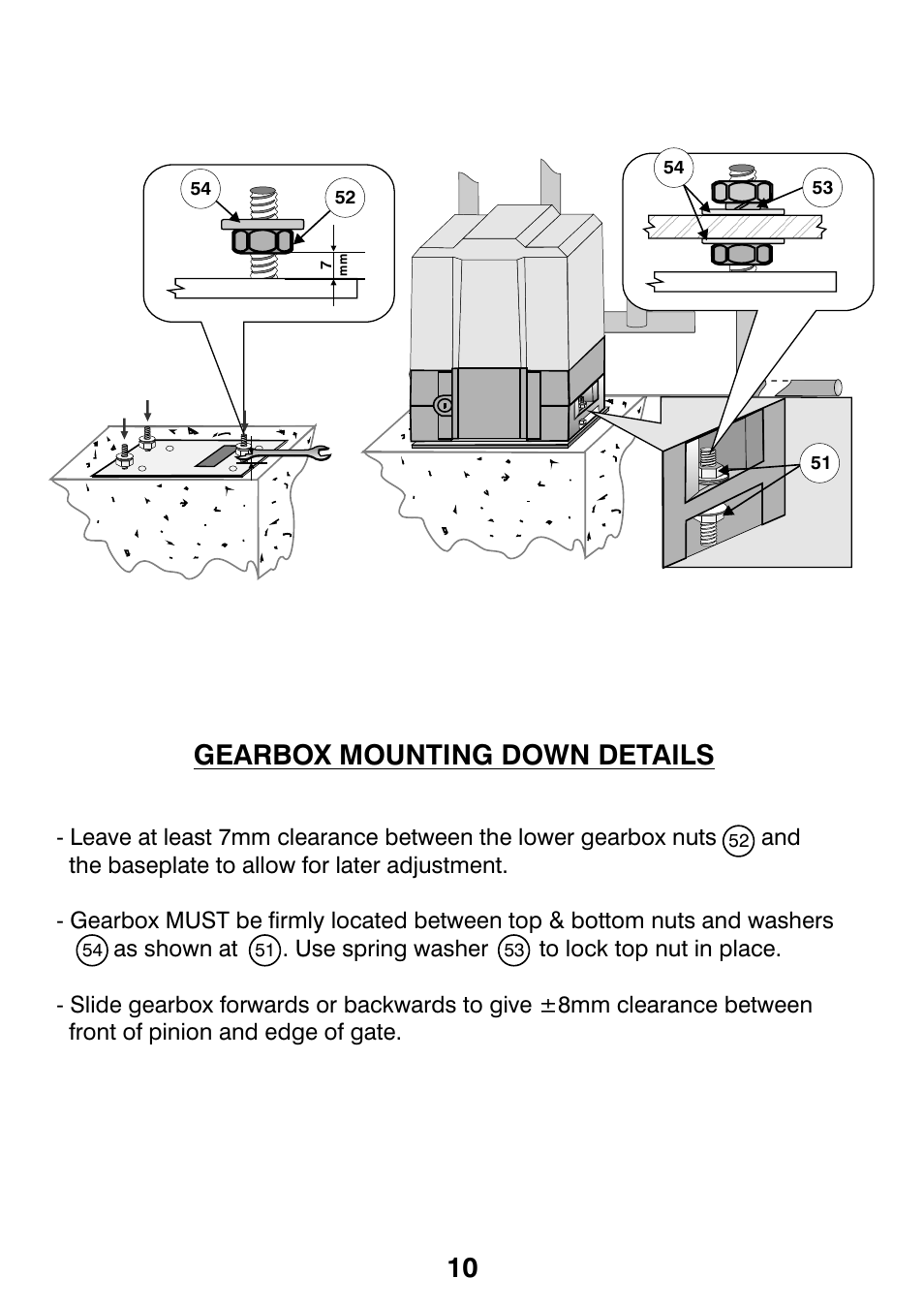 Gearbox mounting down details | Centurion CP72SR5 User Manual | Page 12 / 36