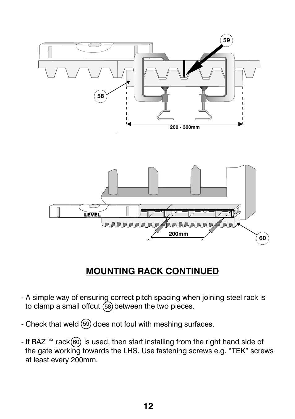 Mounting rack continued | Centurion CP72SR5 User Manual | Page 14 / 36