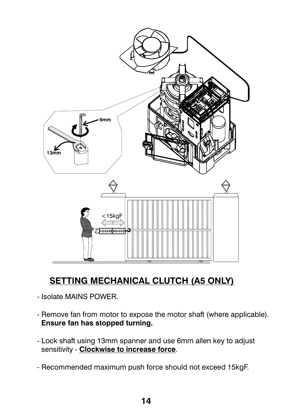 Setting mechanical clutch (a5 only) | Centurion CP72SR5 User Manual | Page 16 / 36