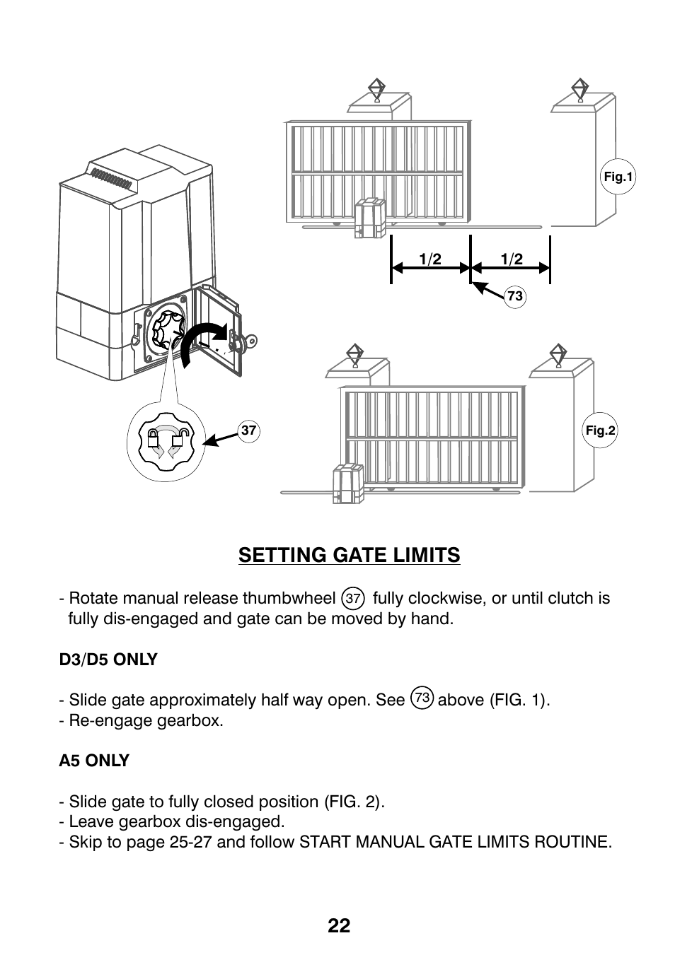 Setting gate limits 22 | Centurion CP72SR5 User Manual | Page 24 / 36