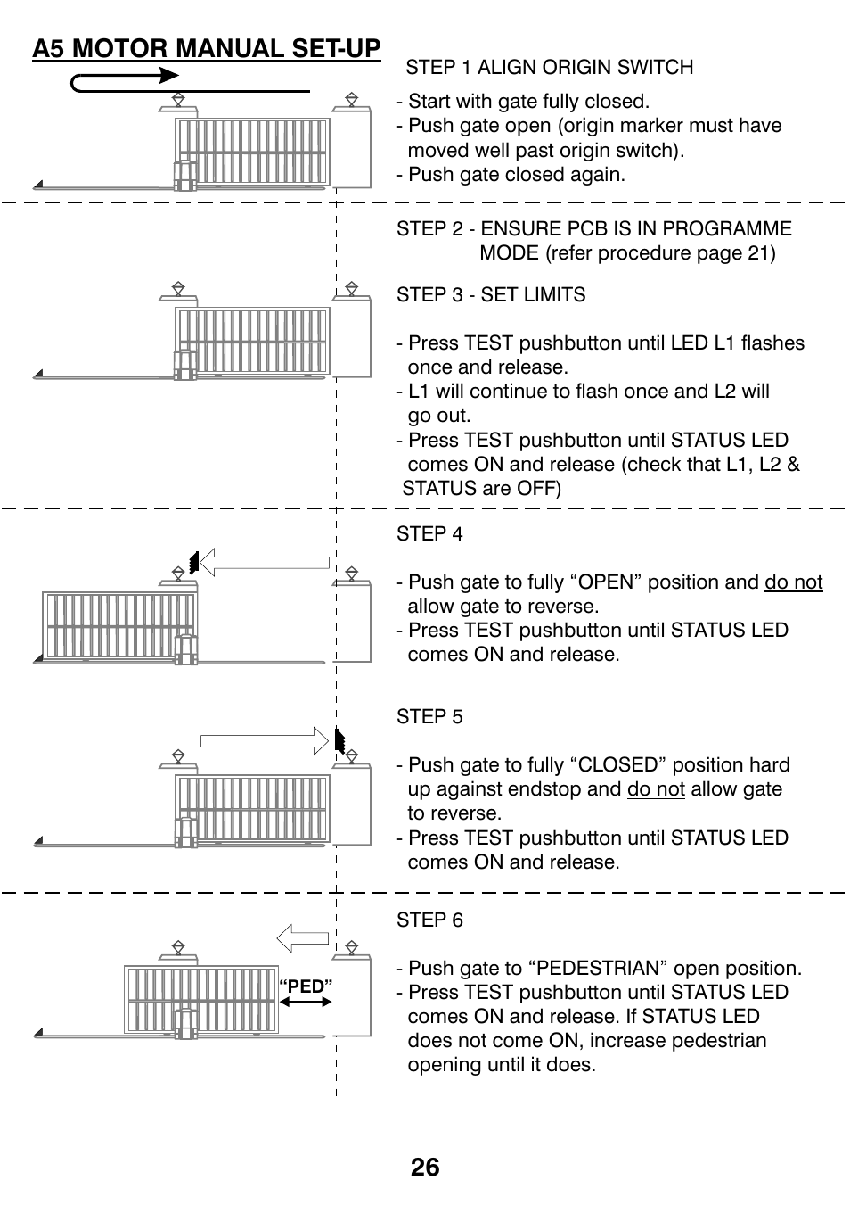 A5 motor manual set-up | Centurion CP72SR5 User Manual | Page 28 / 36