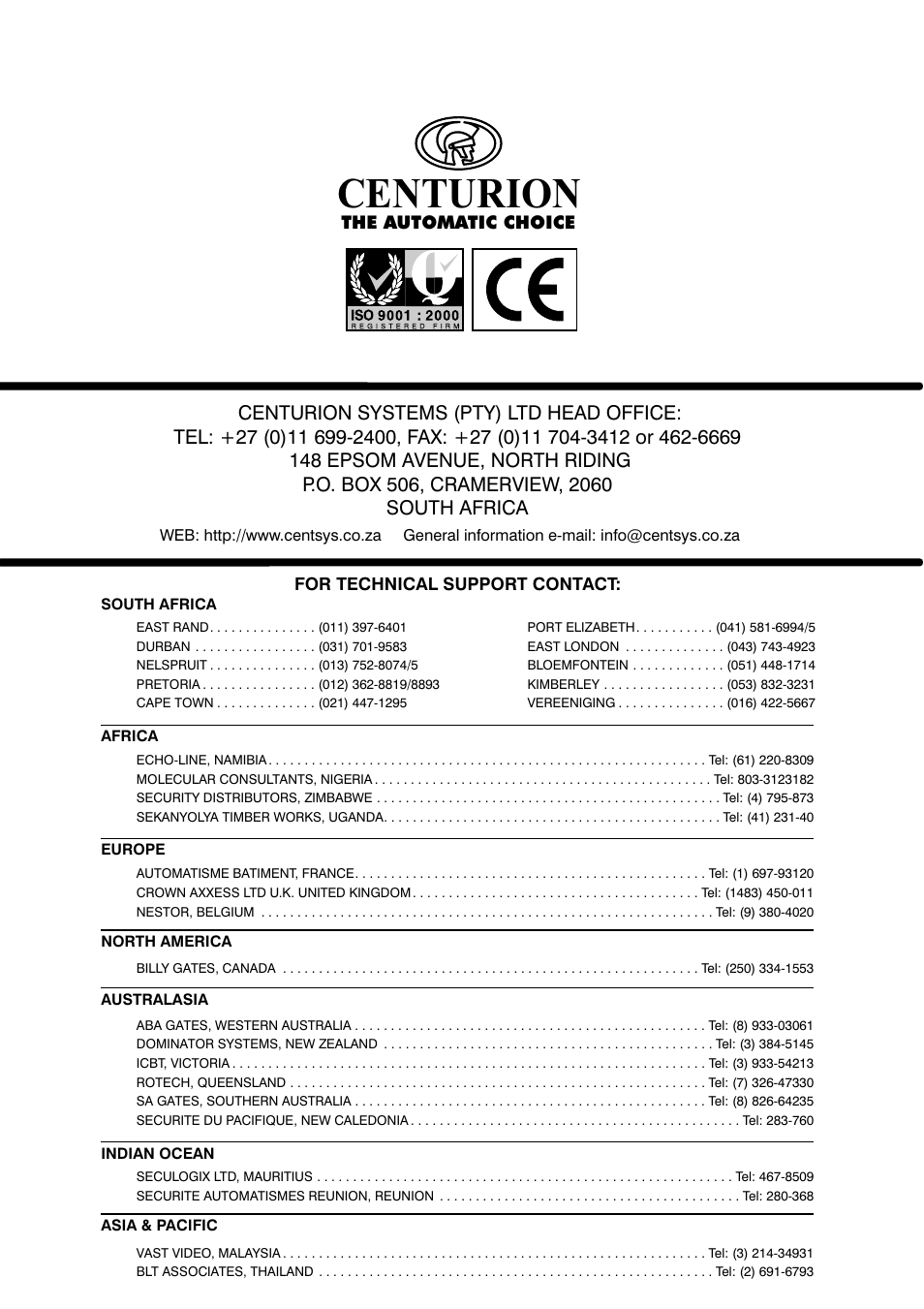 Centurion | Centurion CP72SR5 User Manual | Page 36 / 36