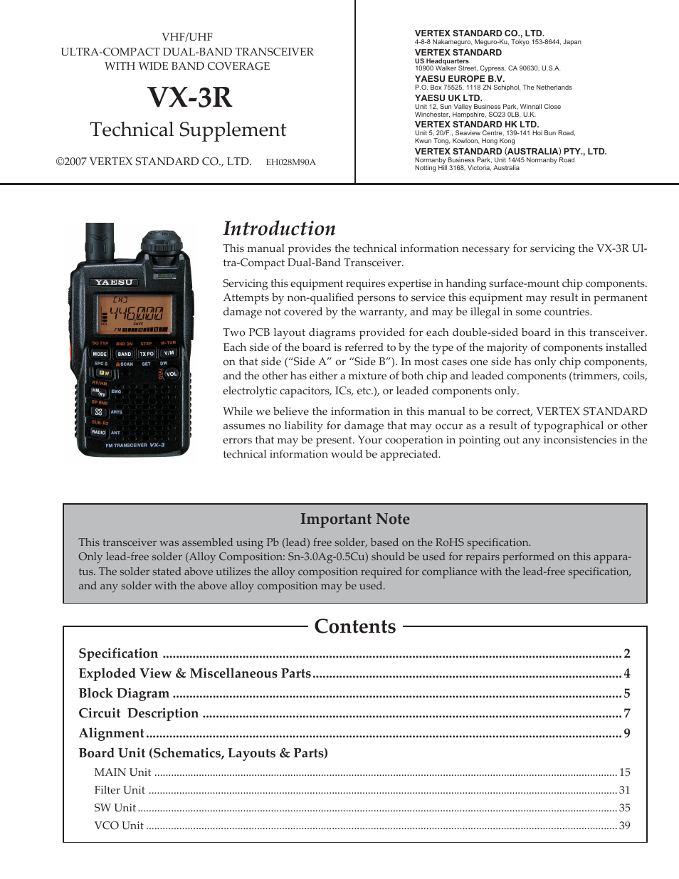 Yaesu VX-3R Сервис-мануал User Manual | 44 pages