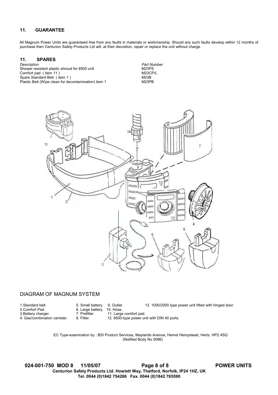 Centurion MAGNUM M23/2000 User Manual | Page 8 / 8