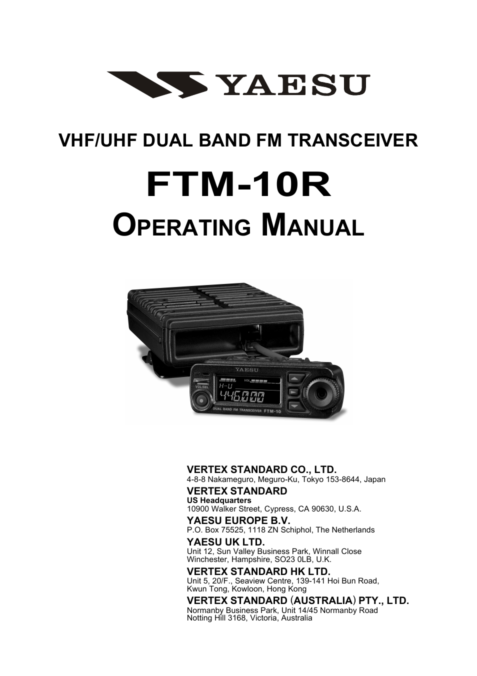 Yaesu FTM-10R User Manual | 108 pages