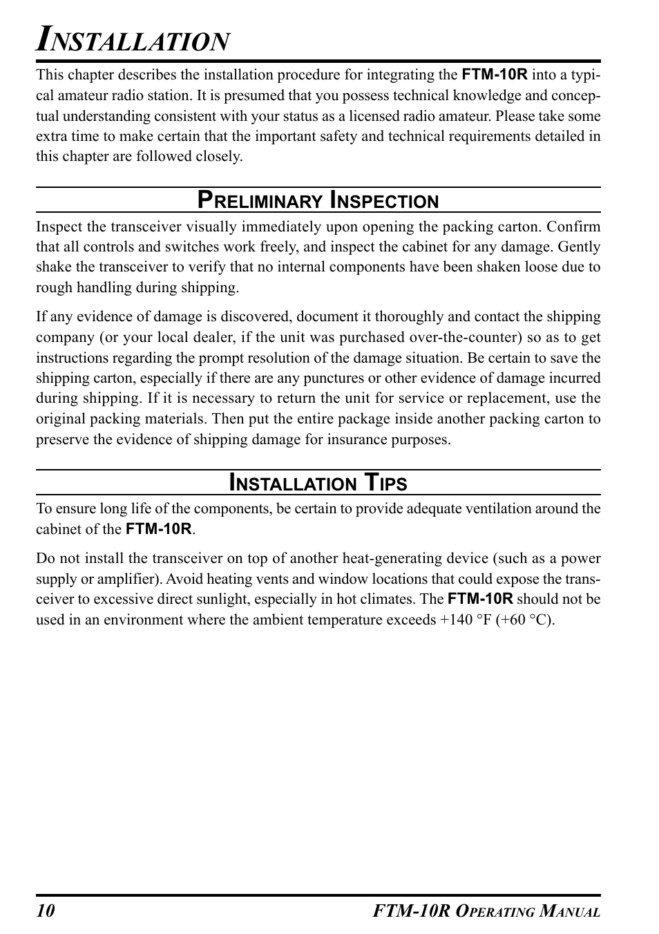 Nstallation | Yaesu FTM-10R User Manual | Page 12 / 108
