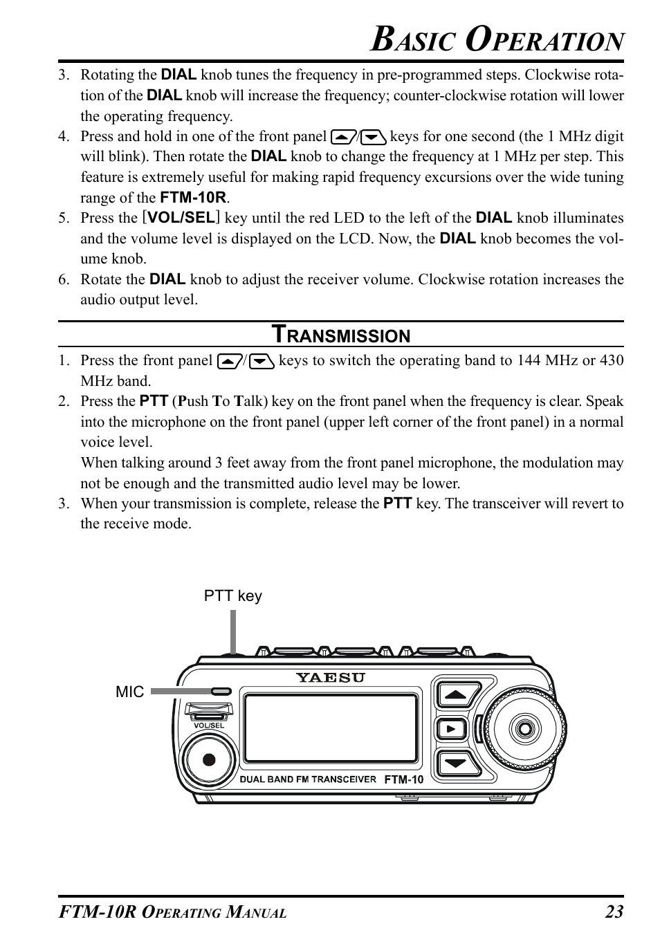 Asic, Peration | Yaesu FTM-10R User Manual | Page 25 / 108