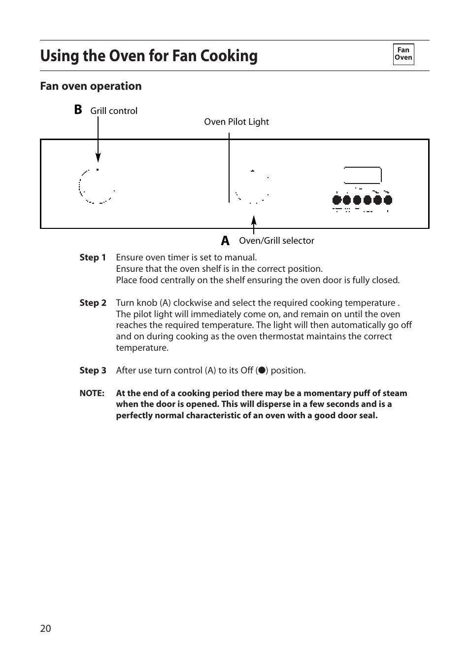 Using the oven for fan cooking | Creda CB01E User Manual | Page 20 / 36