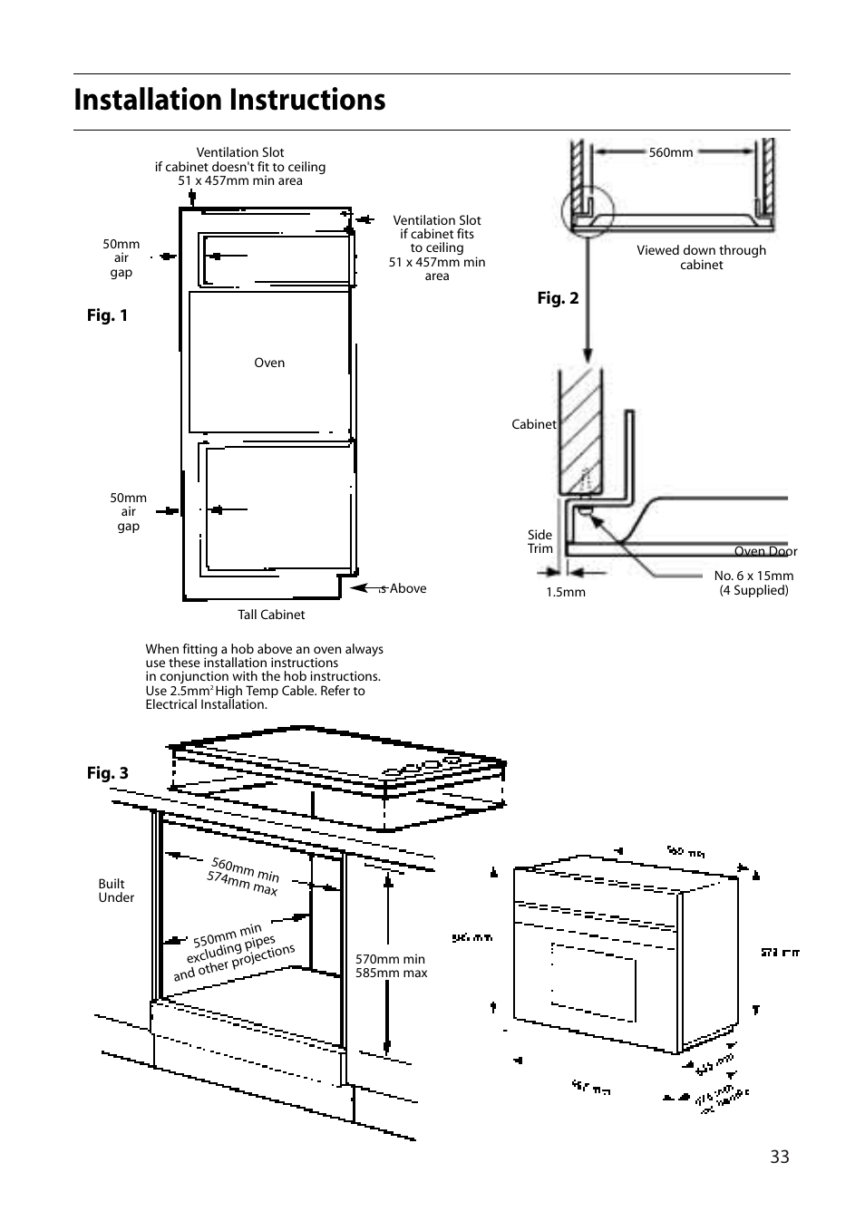 Installation instructions | Creda CB01E User Manual | Page 33 / 36