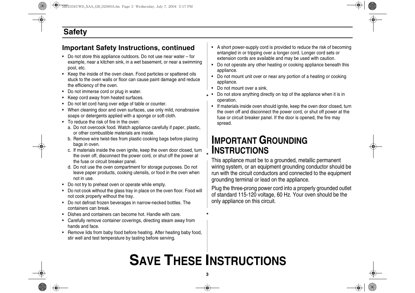 Hese, Nstructions, Mportant | Rounding | Creda MR1034 User Manual | Page 3 / 20