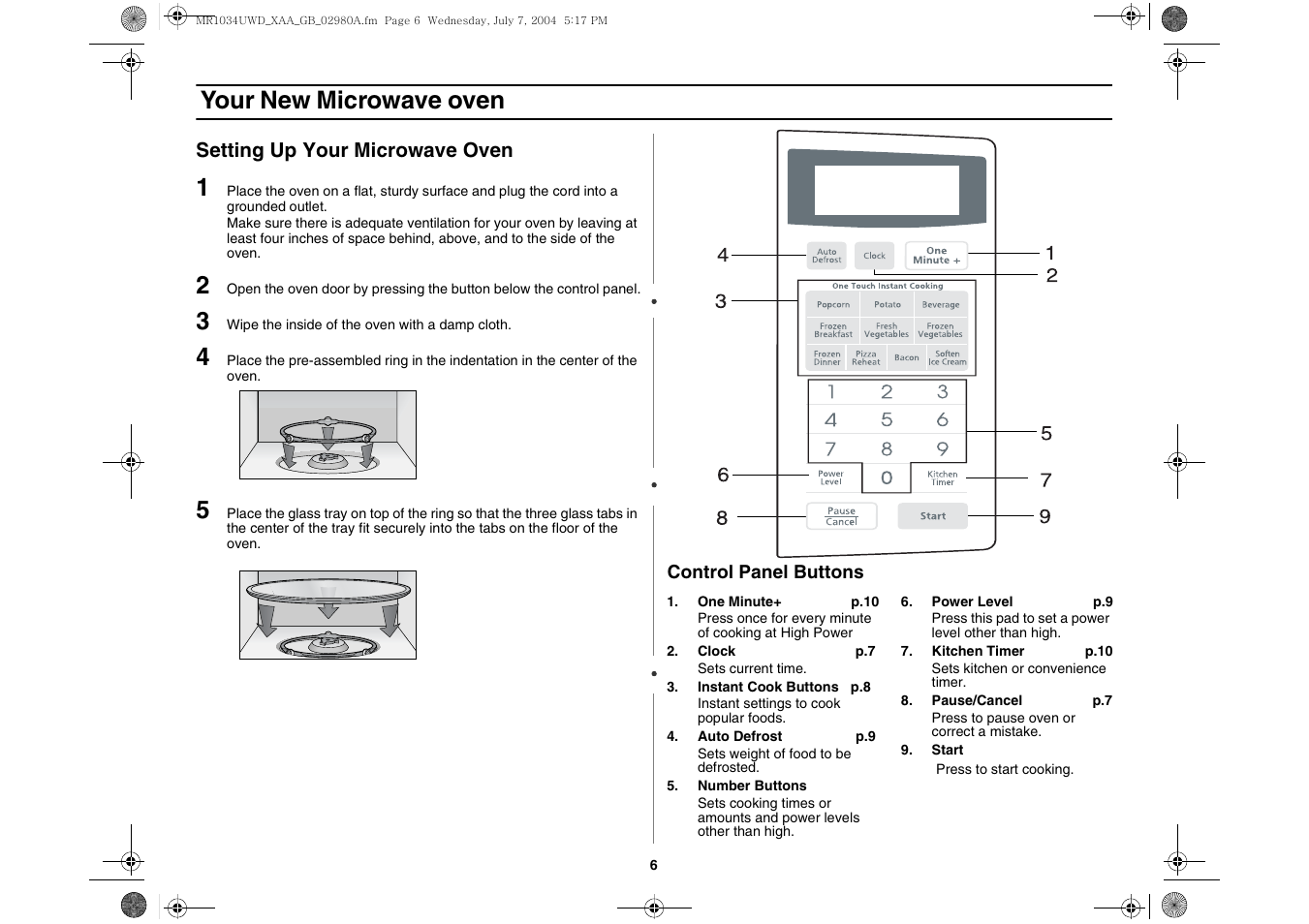 Your new microwave oven | Creda MR1034 User Manual | Page 6 / 20