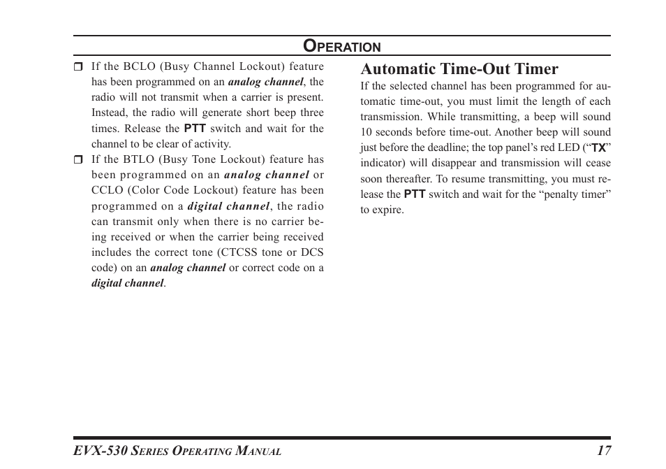 Automatic time-out timer | Vertex Standard eVerge EVX-531 User Manual | Page 19 / 48