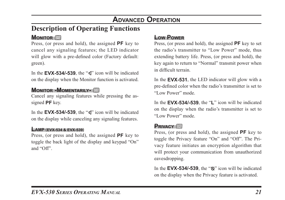 Description of operating functions | Vertex Standard eVerge EVX-531 User Manual | Page 23 / 48