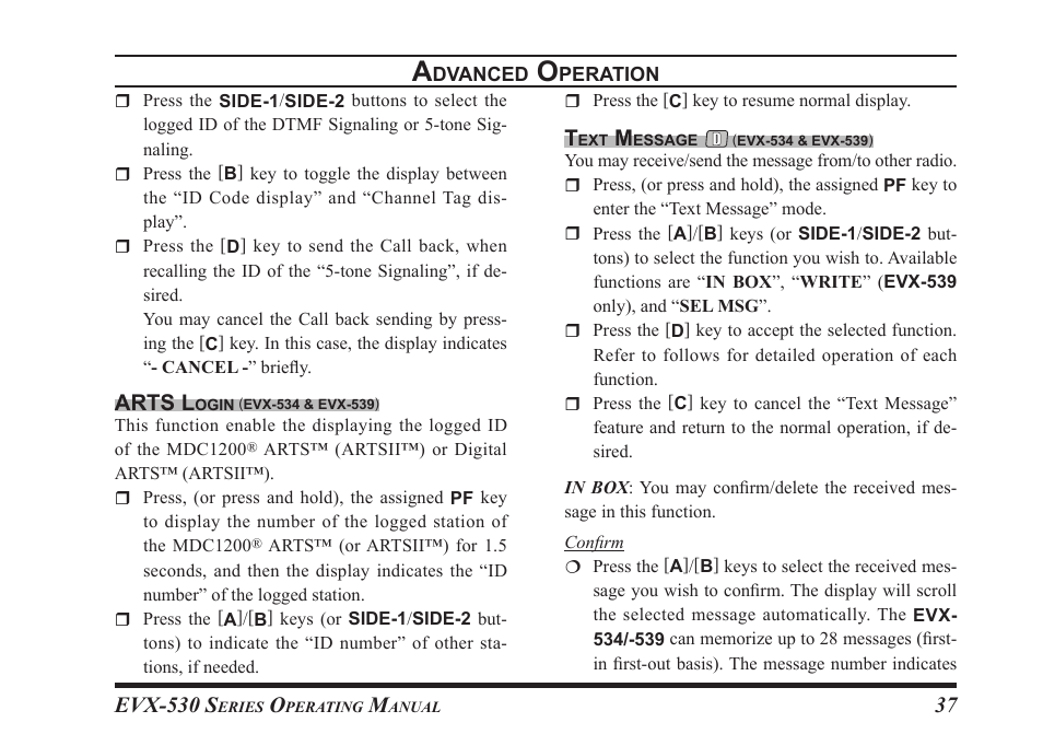Evx-530 s, Arts l | Vertex Standard eVerge EVX-531 User Manual | Page 39 / 48