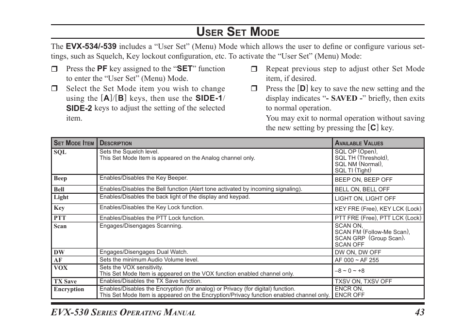 Evx-530 s | Vertex Standard eVerge EVX-531 User Manual | Page 45 / 48