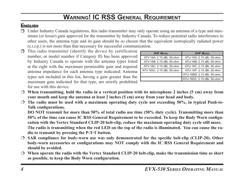 Ic rss g, Evx-530 s | Vertex Standard eVerge EVX-531 User Manual | Page 6 / 48