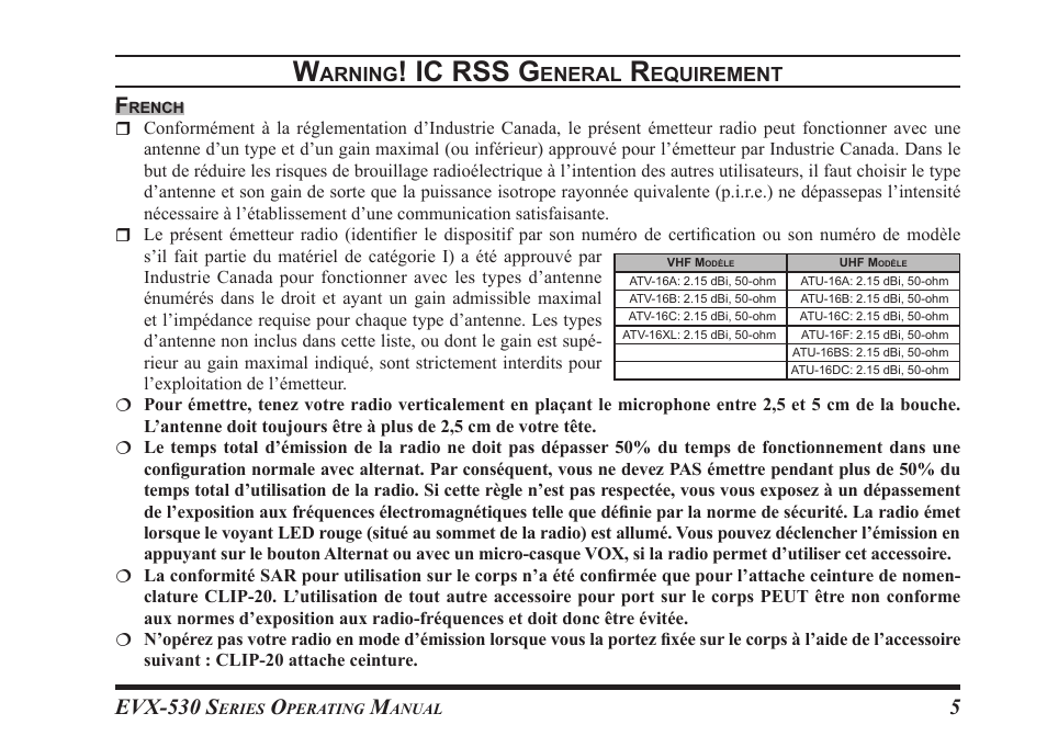 Ic rss g, Evx-530 s | Vertex Standard eVerge EVX-531 User Manual | Page 7 / 48