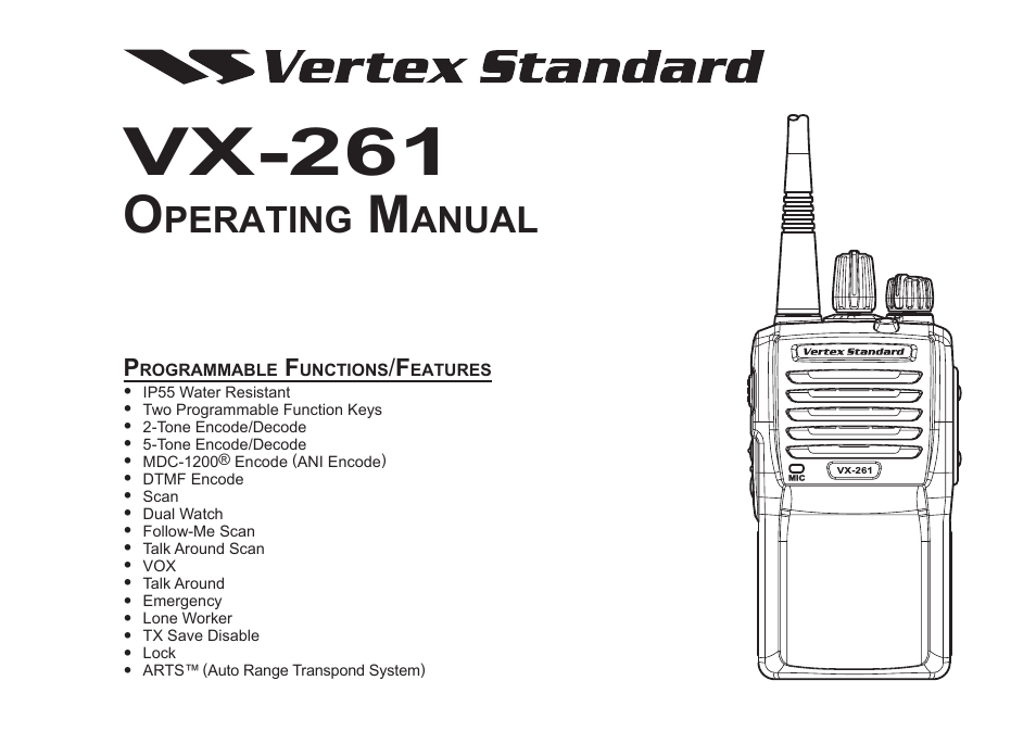 Vertex Standard VX-261 User Manual | 24 pages