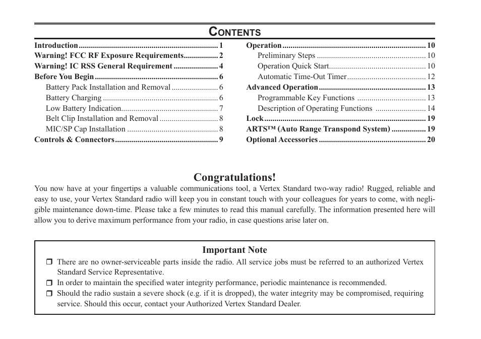 Vertex Standard VX-261 User Manual | Page 2 / 24