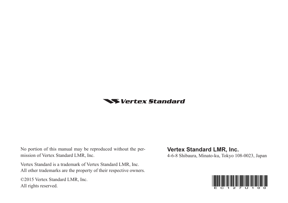 Vertex Standard VX-261 User Manual | Page 24 / 24