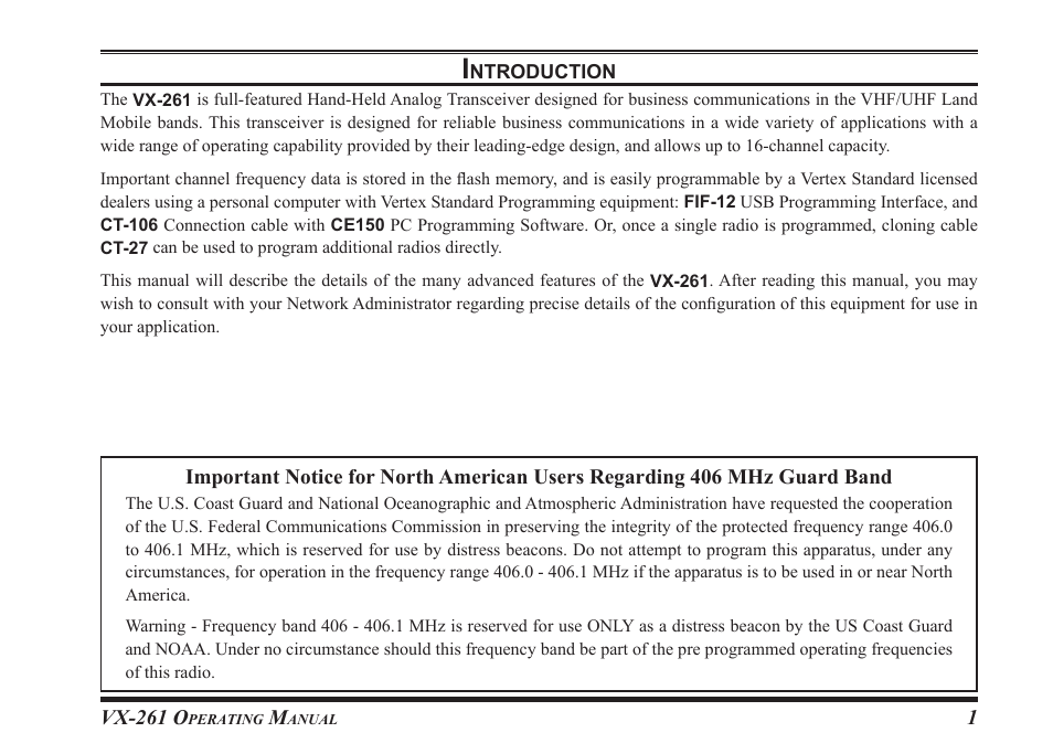 Vertex Standard VX-261 User Manual | Page 3 / 24