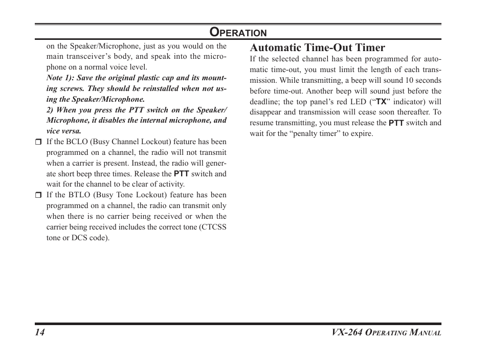 Automatic.time-out.timer | Vertex Standard VX-264 User Manual | Page 16 / 32