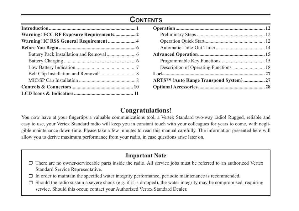 Vertex Standard VX-264 User Manual | Page 2 / 32