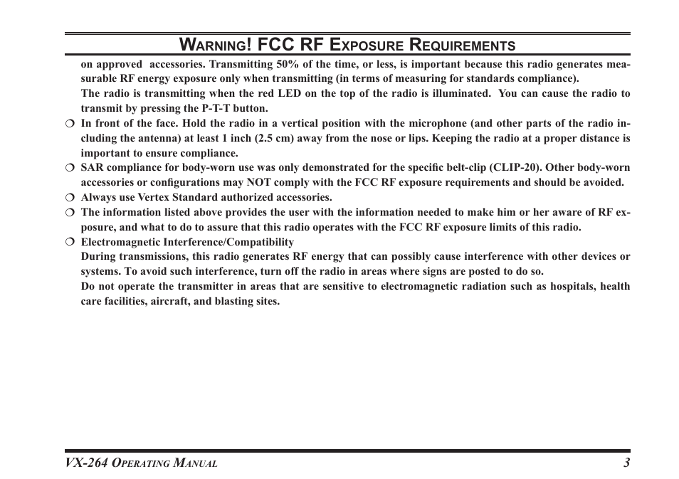 Fcc rf e | Vertex Standard VX-264 User Manual | Page 5 / 32