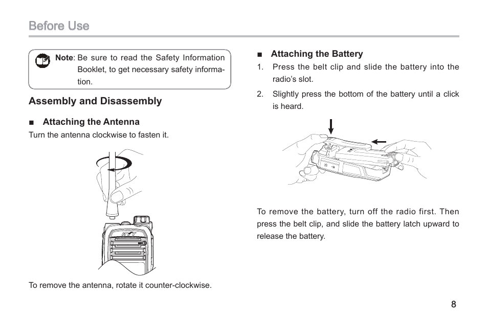 Before use | Hytera TC-580 User Manual | Page 14 / 48