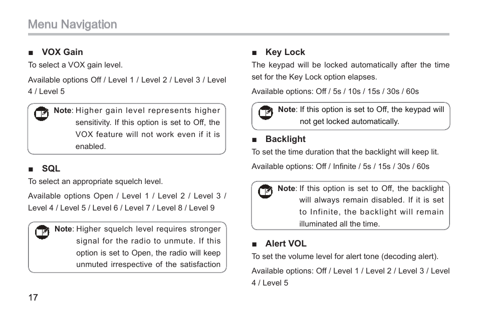Menu navigation | Hytera TC-580 User Manual | Page 23 / 48