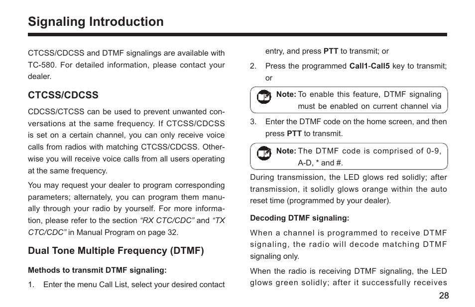 Signaling introduction | Hytera TC-580 User Manual | Page 34 / 48