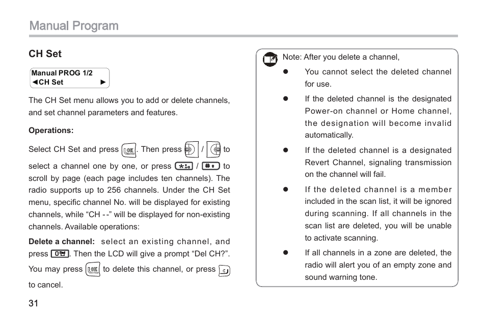 Manual program, Ch set | Hytera TC-580 User Manual | Page 37 / 48