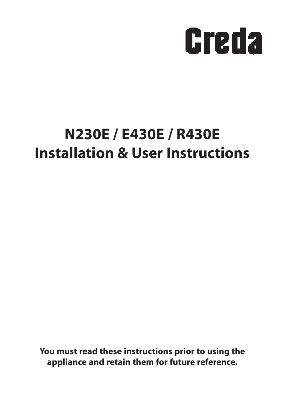 Creda E430E User Manual | 40 pages