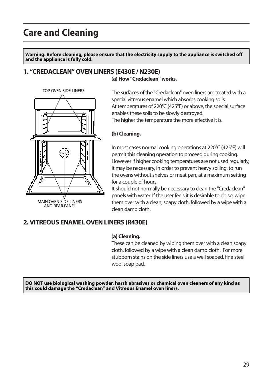 Care and cleaning | Creda E430E User Manual | Page 29 / 40