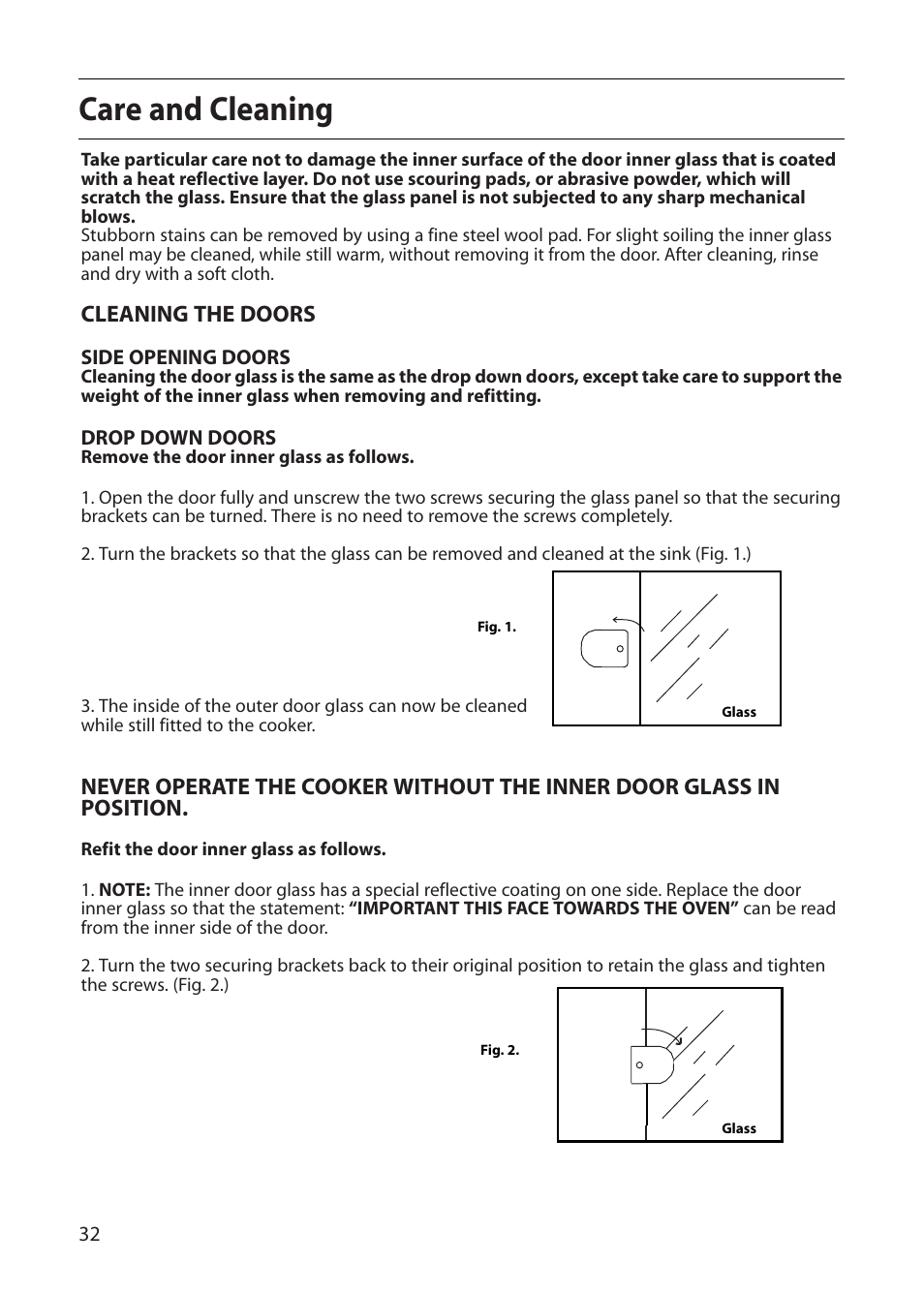 Care and cleaning | Creda E430E User Manual | Page 32 / 40