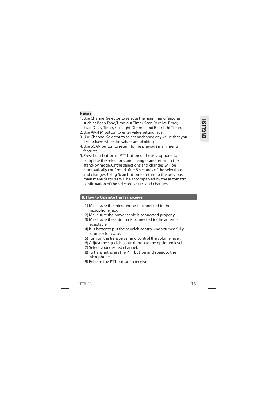 TTI TCB-881 User Manual | Page 13 / 132